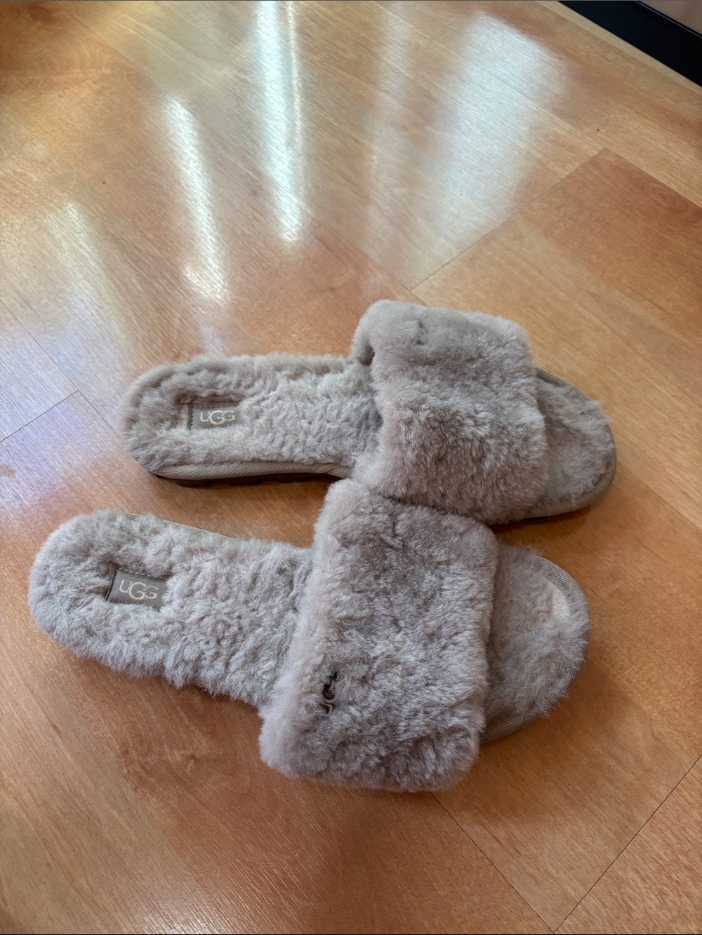 UGG Cozette Fluff Slide Shearling Slides in gray 8